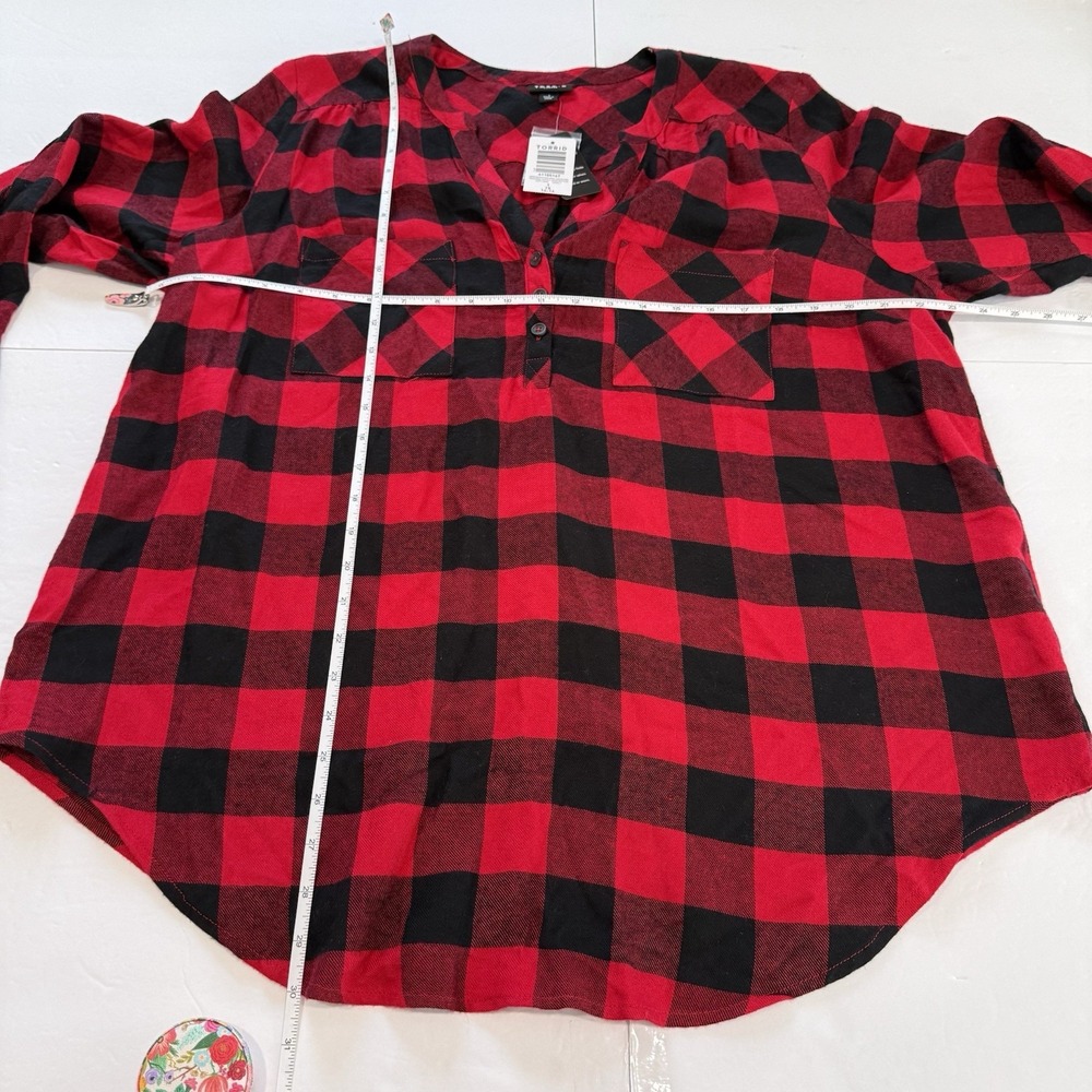 NWT Torrid Harper Buffalo Plaid Soft Flannel Pullover Tunic Shirt Size 1X - Picture 10 of 12